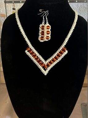 Cream and Brown Necklace with Elegant Design